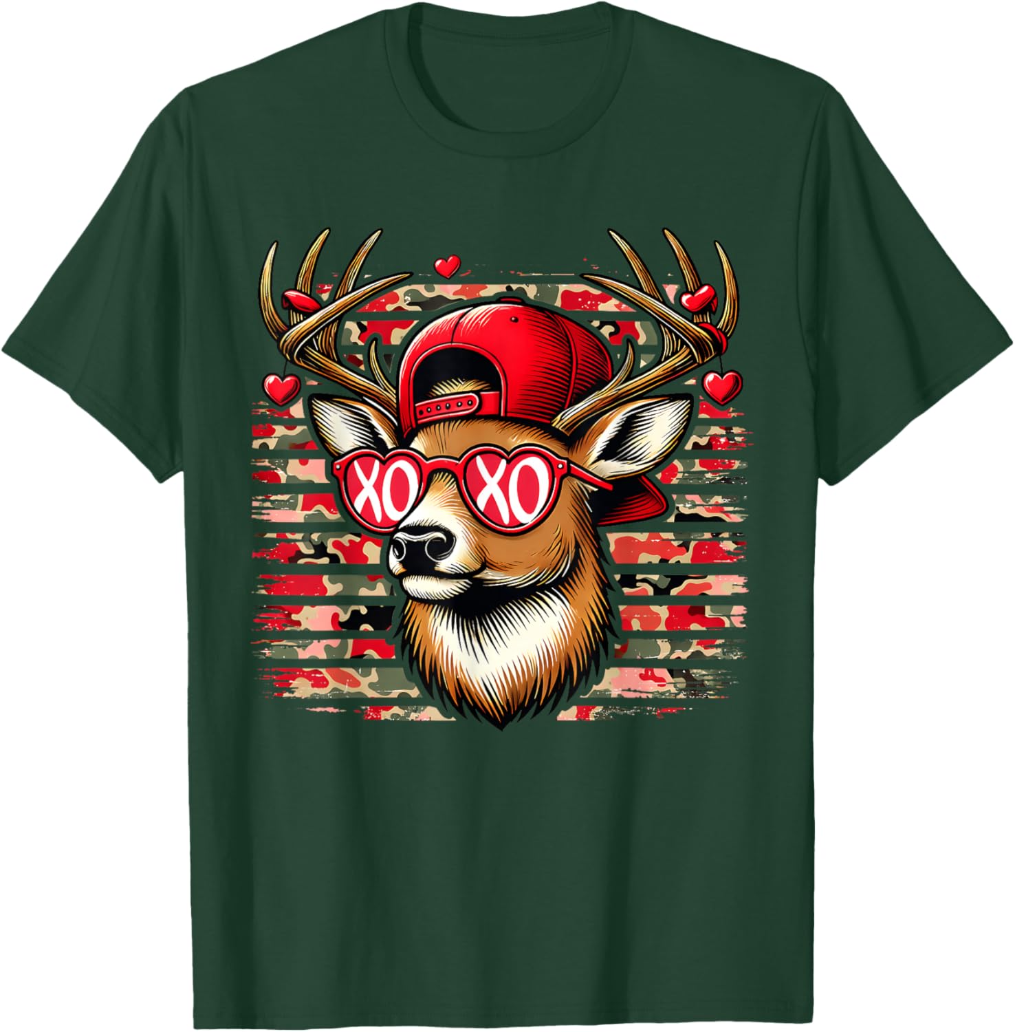 Funny Valentine Buck XOXO Deer Hunting Cute Heart Camo T-Shirt - T-Shirt | Forest