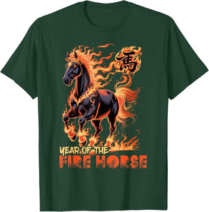 2026 Year of Fire Horse Chinese Zodiac New Year Design T-Shirt - T-Shirt | Forest