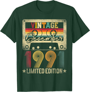 Vintage 1991 December 35 Years Old 35th Birthday Men Women T-Shirt - T-Shirt | Forest