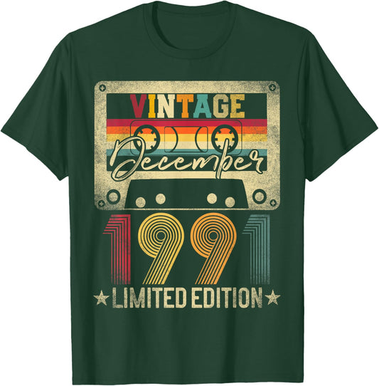 Vintage 1991 December 35 Years Old 35th Birthday Men Women T-Shirt - T-Shirt | Forest