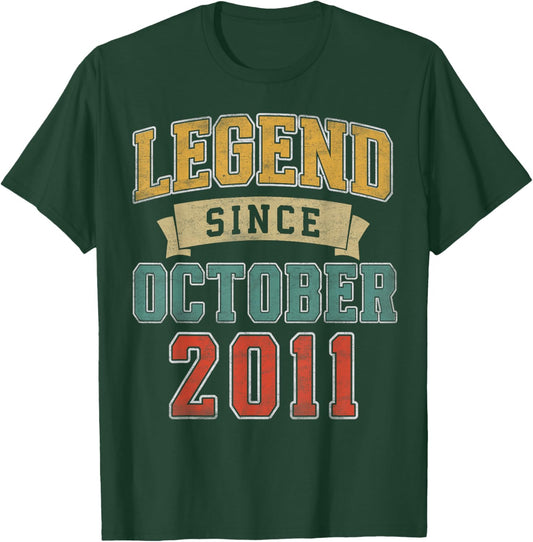 Legend October 2011 14th Birthday Boy Girl 14 Year Old T-Shirt - T-Shirt | Forest