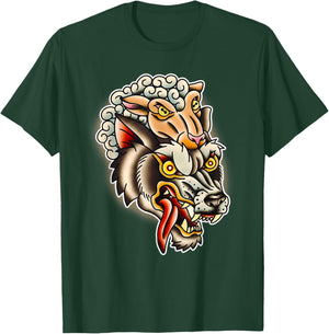 Wolf in Sheeps Clothing Tattoo Flash T-Shirt - T-Shirt | Forest