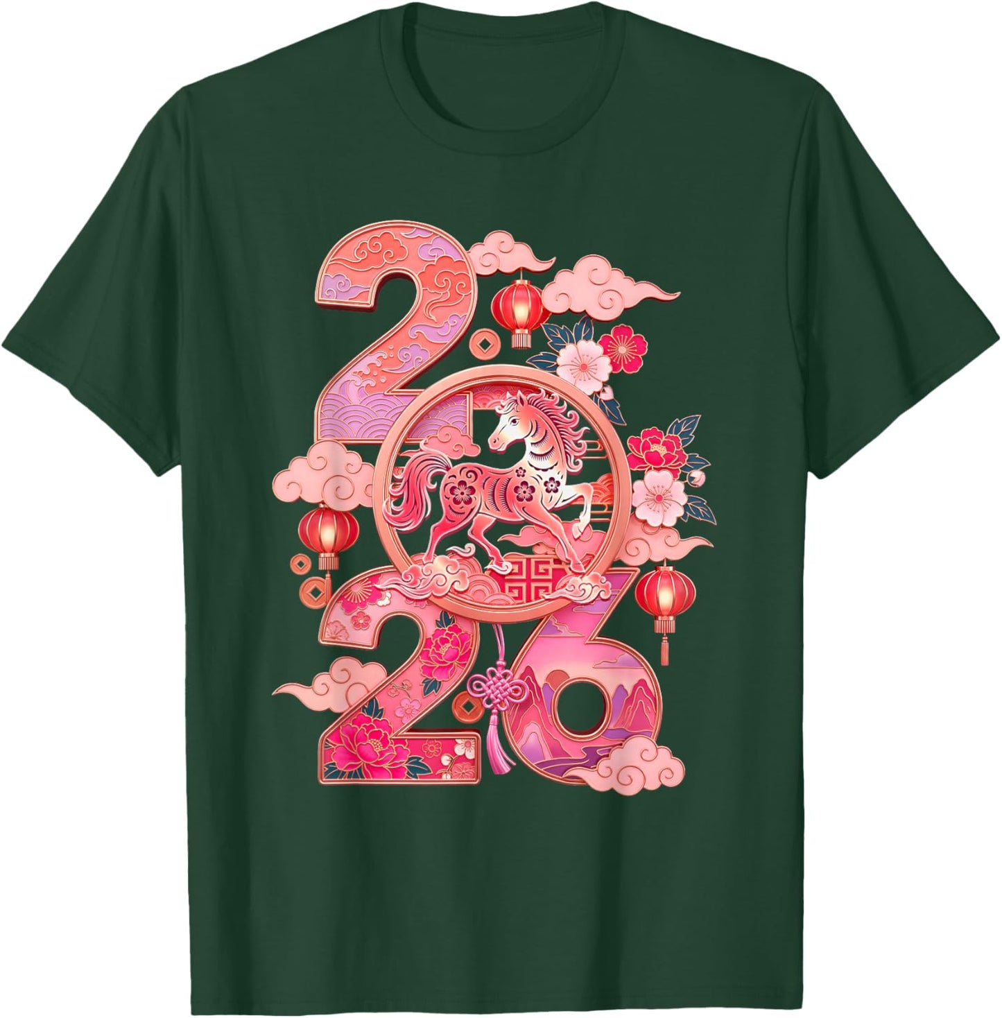 Year of The Horse 2026 Lunar Chinese New Year Zodiac Art T-Shirt - T-Shirt | Forest
