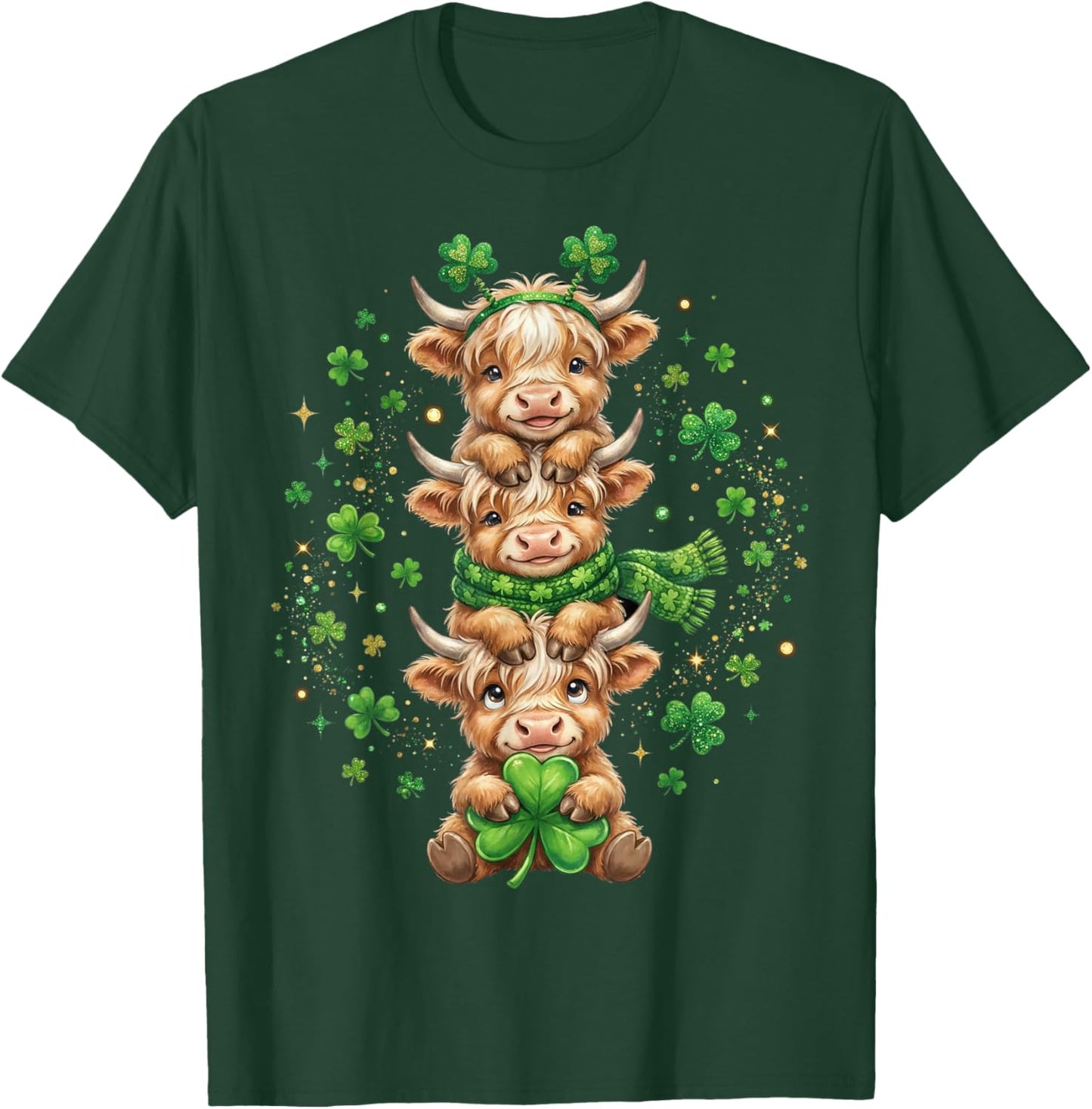 Farm Cow St Patricks Day Women Shamrock Saint Pattys T-Shirt - T-Shirt | Forest