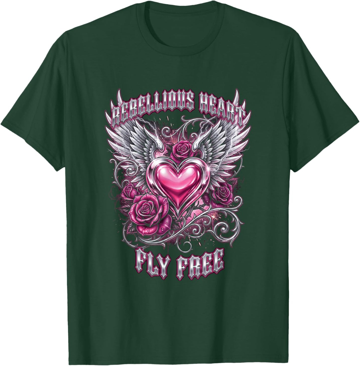 Pink Roses Gothic Grunge T-Shirt - T-Shirt | Forest