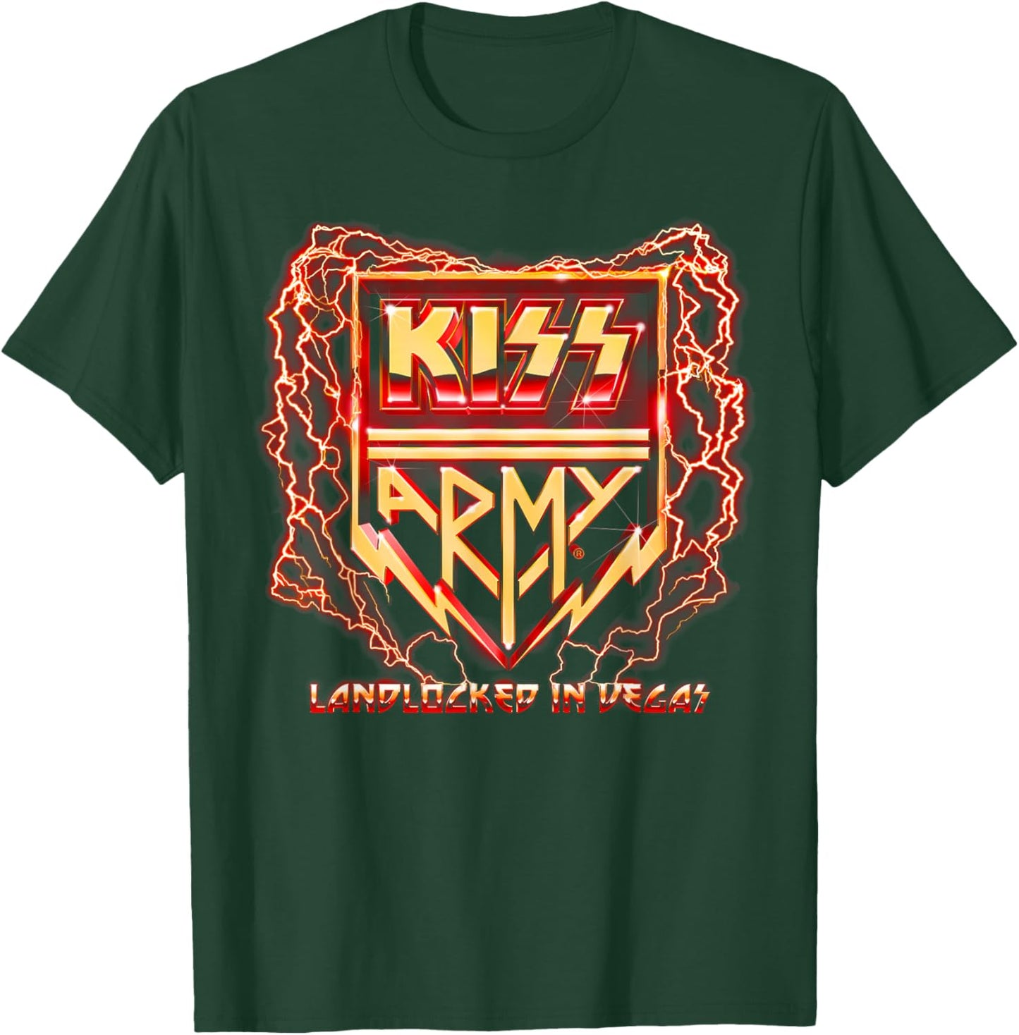 Official Exclusive KISS Army Landlocked Lightning T-Shirt - T-Shirt | Forest