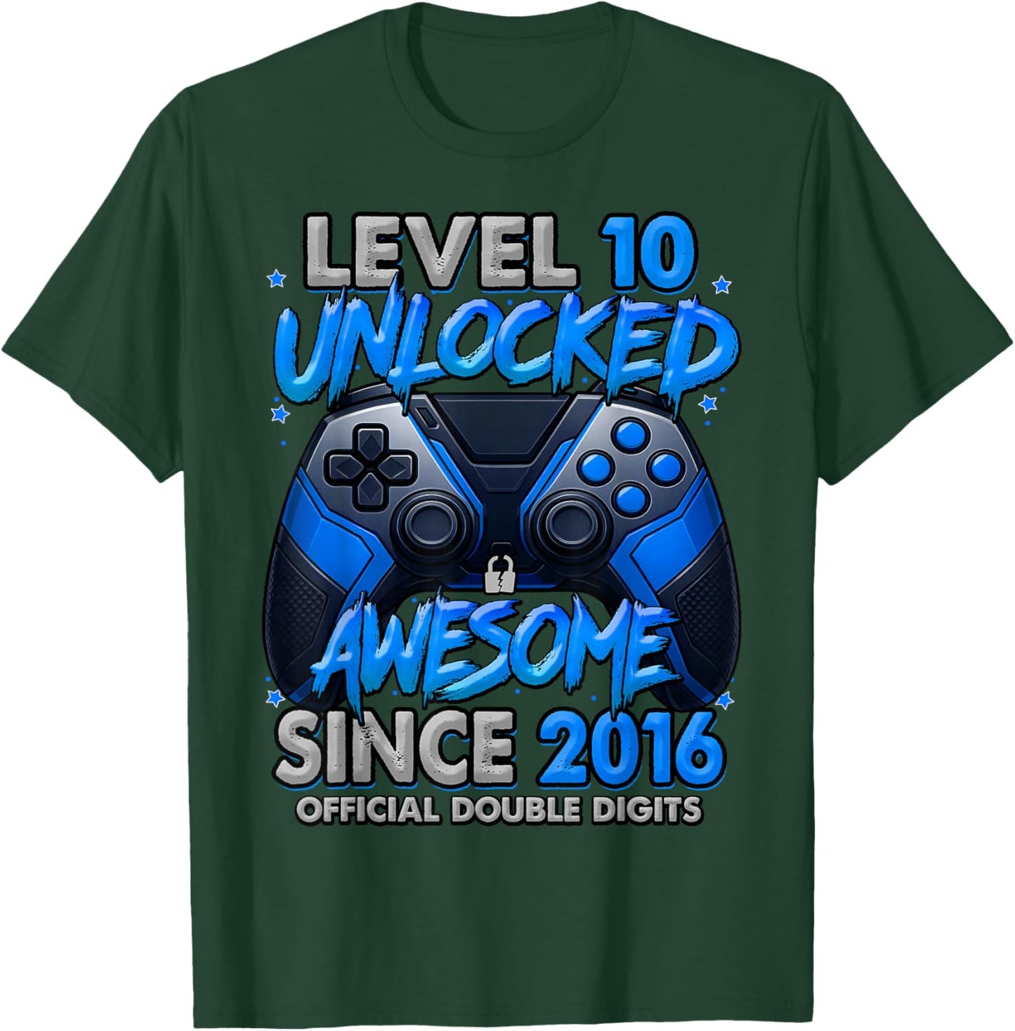 Level 10 Unlocked Awesome Since 2016 10th Birthday Gaming T-Shirt - T-Shirt | Forest