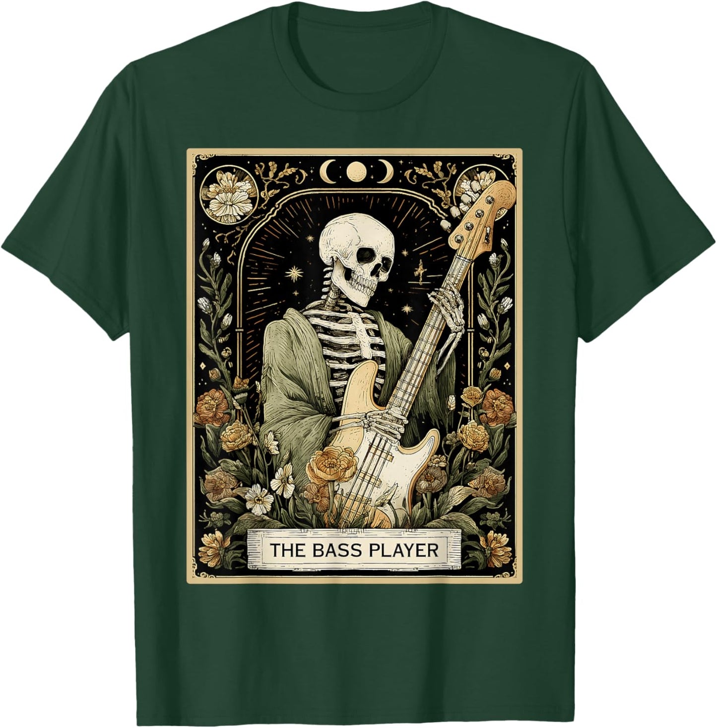 The Bass Player Bassist Guitarist Guitar Tarot Card Skeleton T-Shirt - T-Shirt | Forest