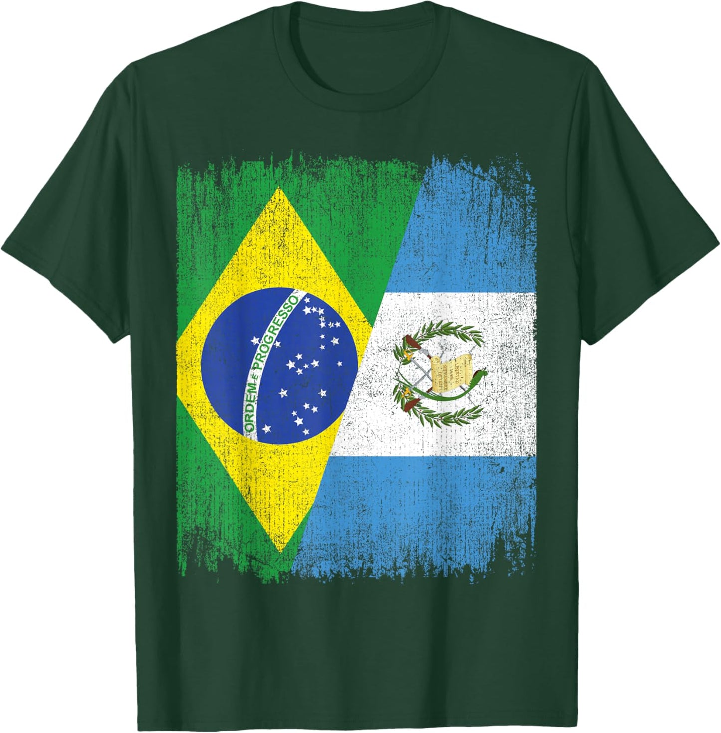 Half Brazil Guatemala Split Flag Brazilian Guatemalan Roots T-Shirt - T-Shirt | Forest