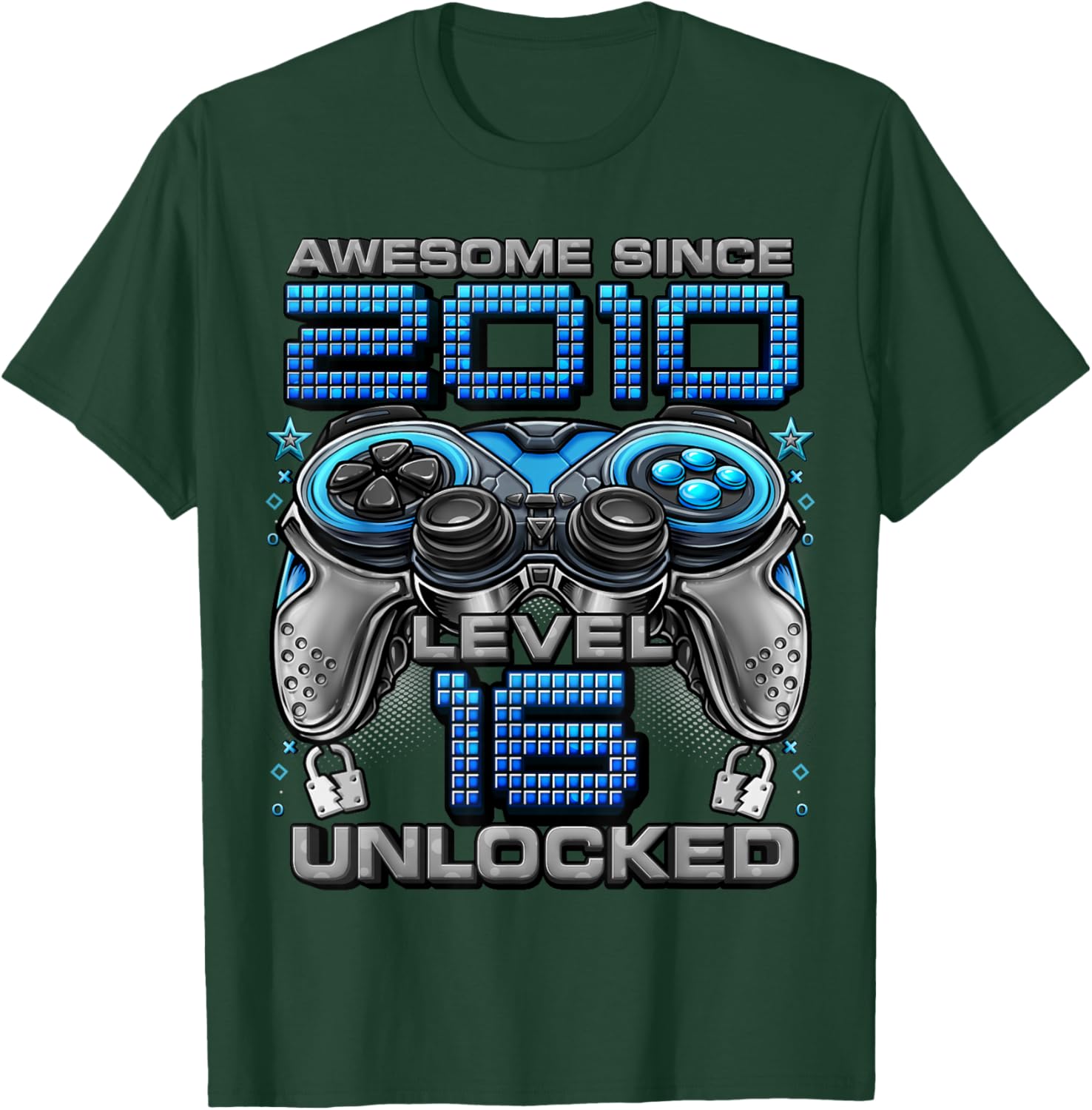 Level 16 Unlocked Awesome Since 2010 16th Birthday Gaming T-Shirt - T-Shirt | Forest
