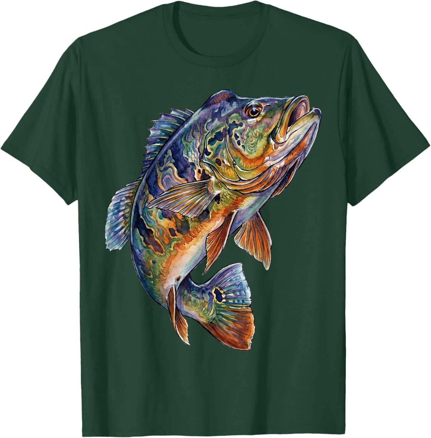 Peacock Bass Fish Abstract Freshwater Aquatic Art T-Shirt - T-Shirt | Forest