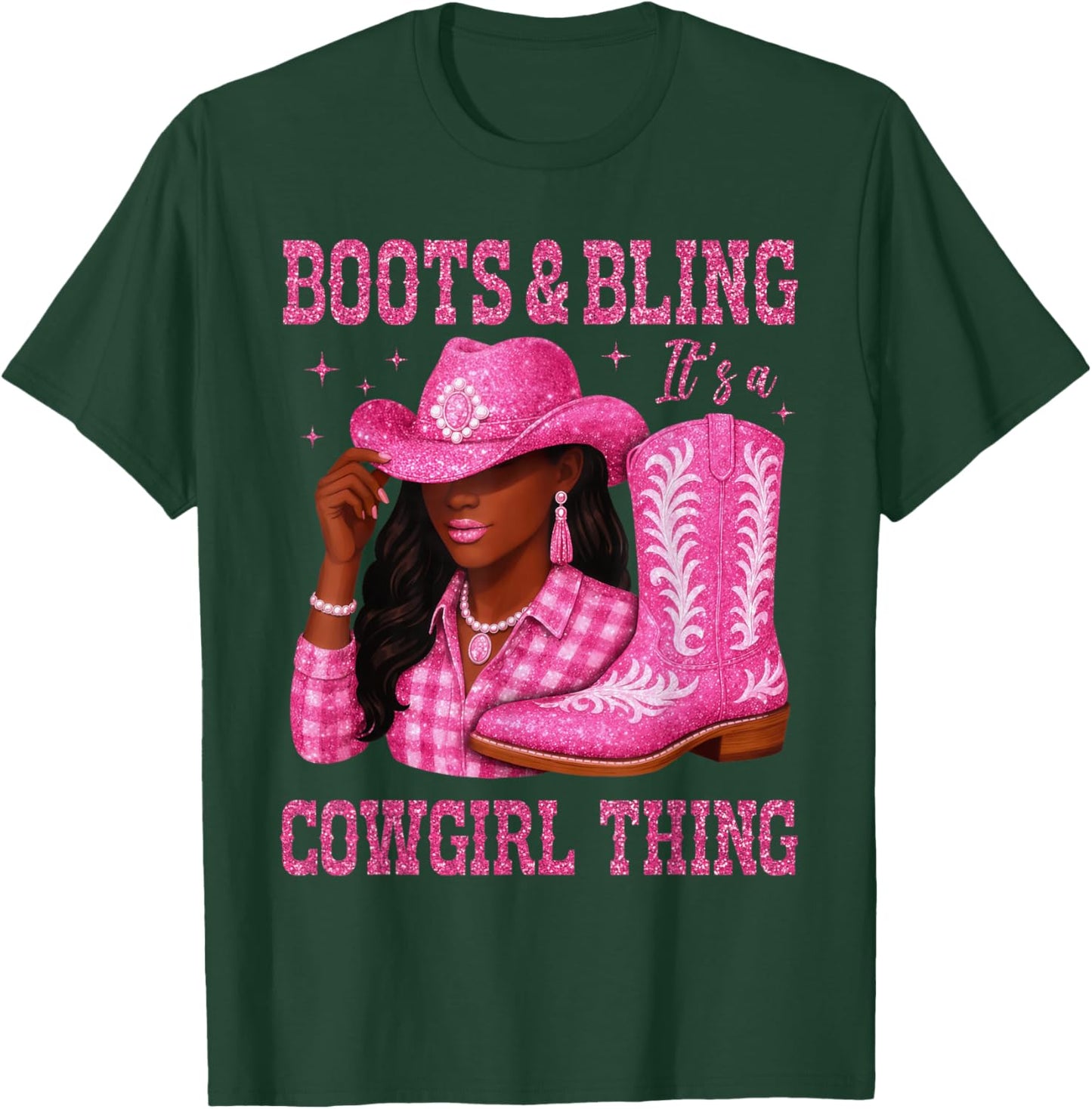 Boots & Bling It's A Cowgirl Thing Western Black Cowgirls T-Shirt - T-Shirt | Forest