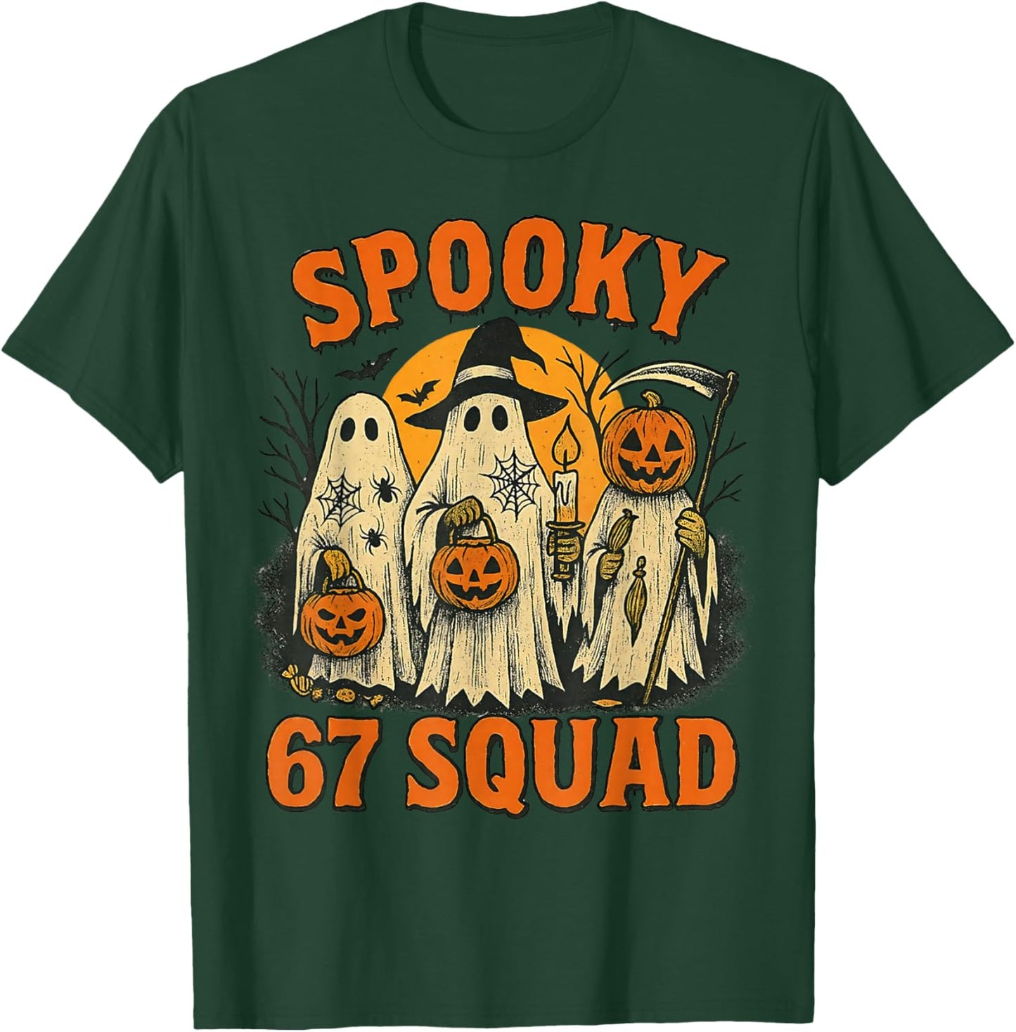 Spooky 67 Squad Funny Halloween Ghost 6 7 Six Seven Boy Kids T-Shirt - T-Shirt | Forest