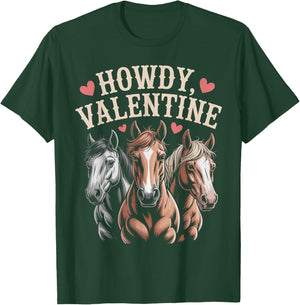Howdy Valentine Cute Horses Valentines´s Day T-Shirt - T-Shirt | Forest