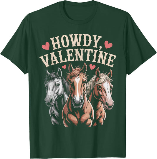 Howdy Valentine Cute Horses Valentines´s Day T-Shirt - T-Shirt | Forest