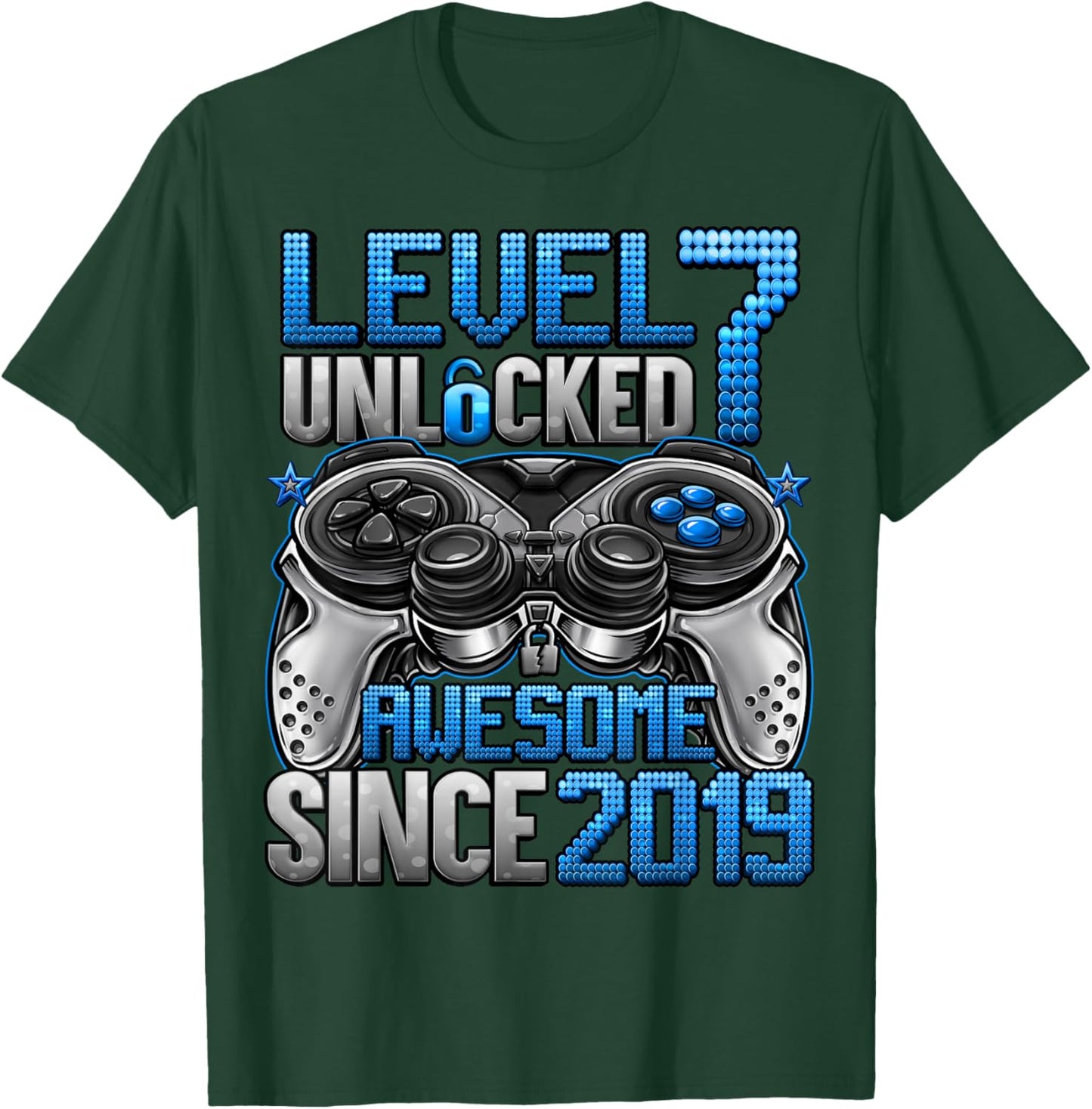 Level 7 Unlocked 7 Year Old Gifts for Boys 7th Birthday Boy T-Shirt - T-Shirt | Forest