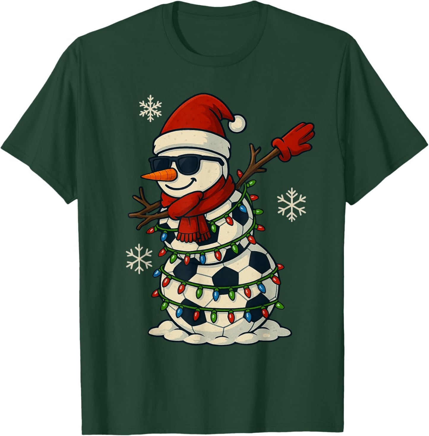 Soccer Balls Snowman Dabbing Funny Christmas Cute Boys Kids T-Shirt - T-Shirt | Forest
