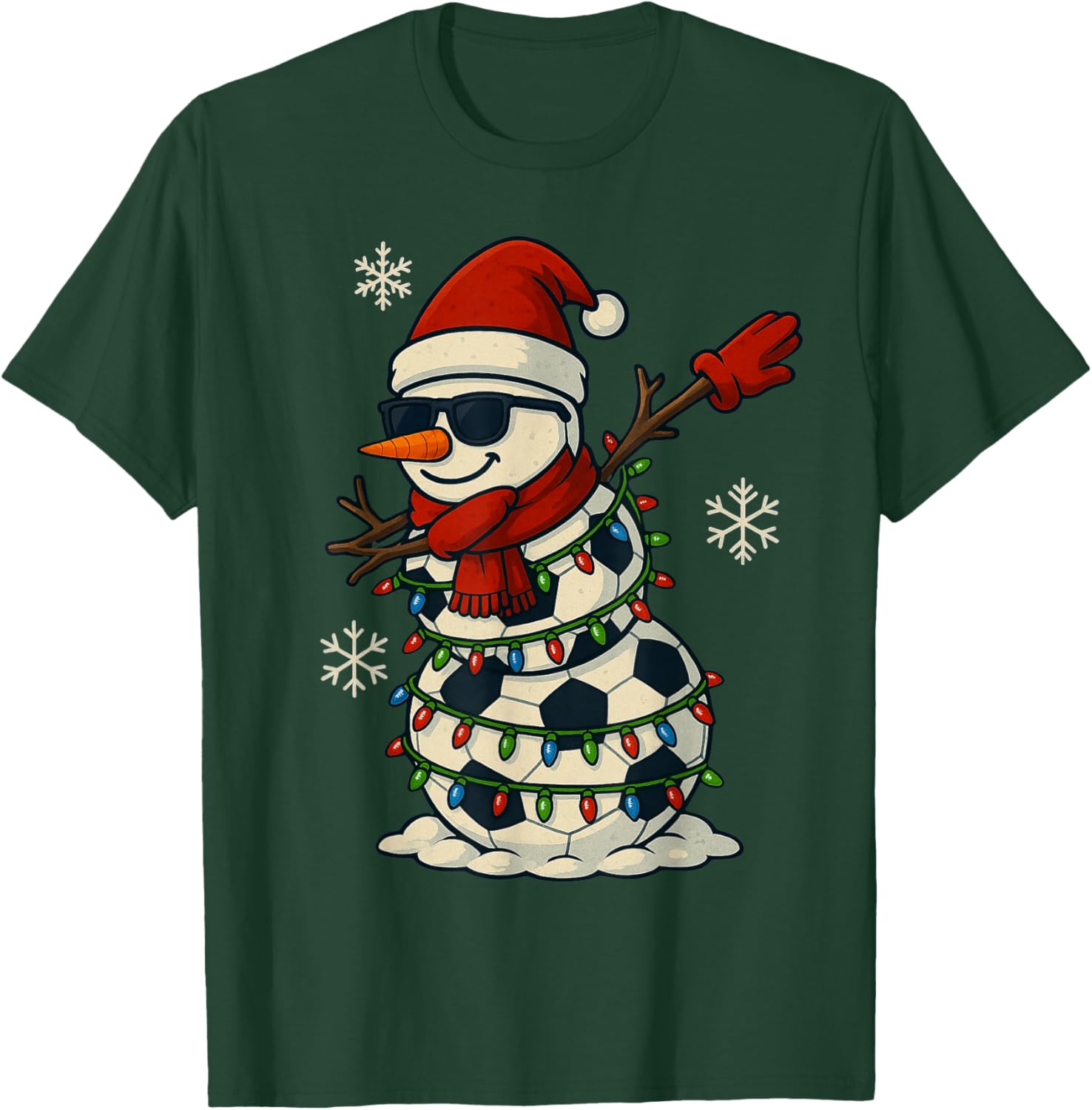 Soccer Balls Snowman Dabbing Funny Christmas Cute Boys Kids T-Shirt - T-Shirt | Forest