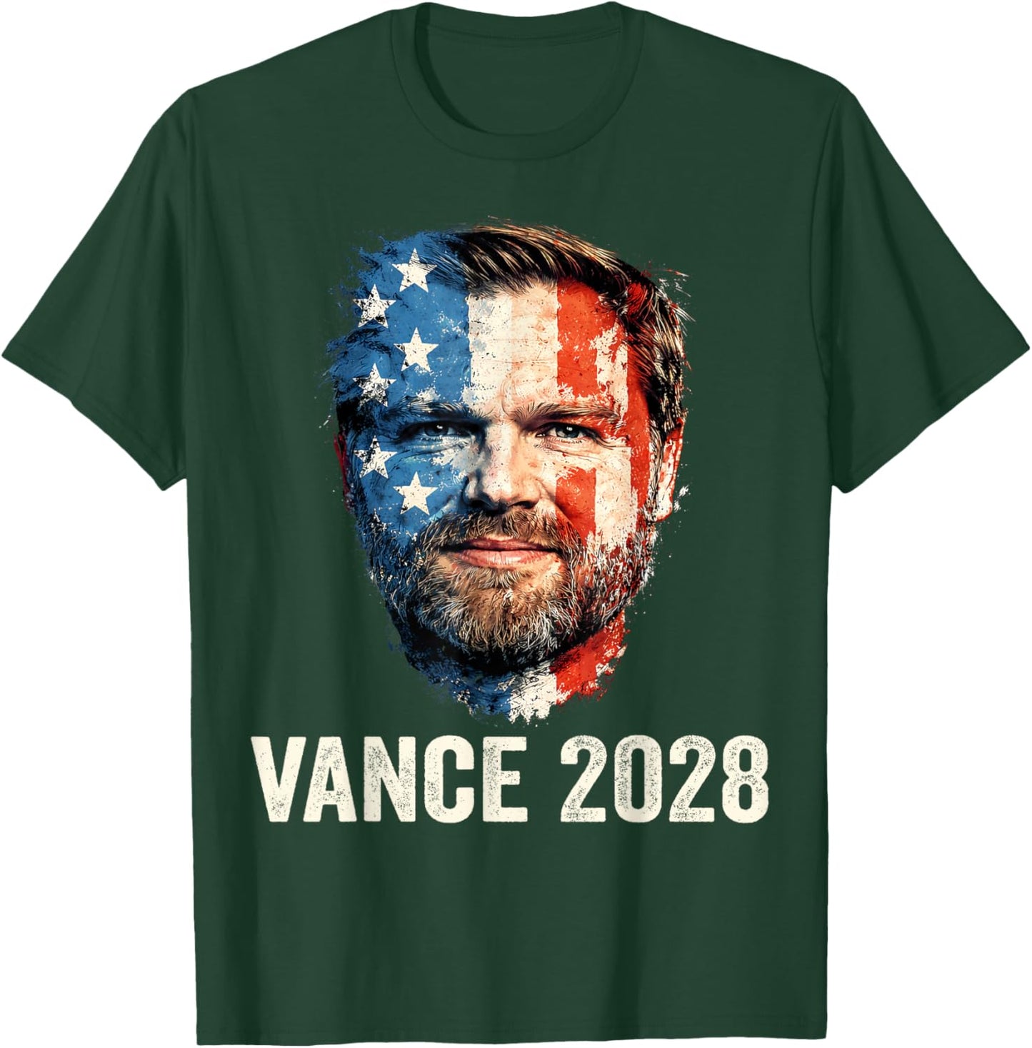 Vance 2028 President 48 US Flag Republican J.D. Vance Retro T-Shirt - T-Shirt | Forest