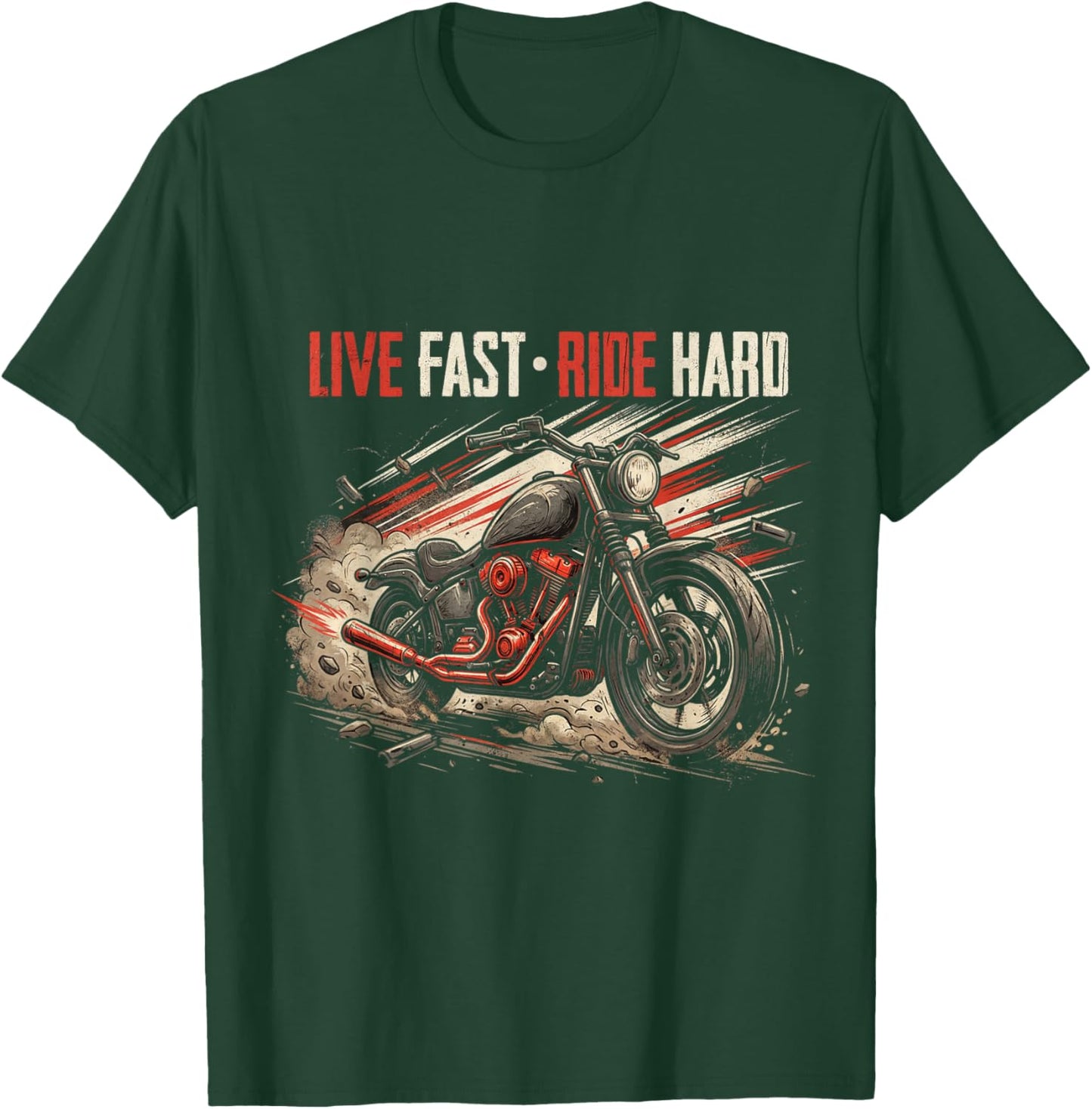 Brutal Motorcycle Rider Biker Lifestyle Gift Ride Hard T-Shirt - T-Shirt | Forest