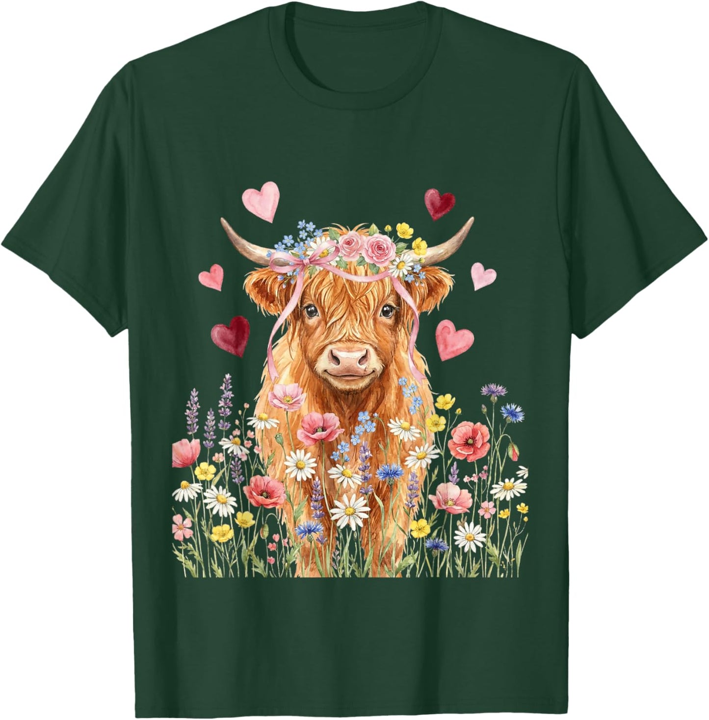 Cute Highland Cow Women Girls Kid Scottish Cow Highland Cow T-Shirt - T-Shirt | Forest