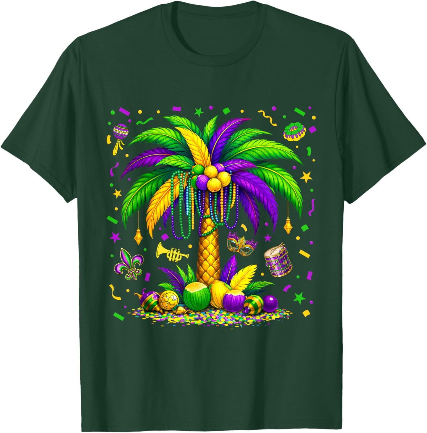 Palm Tree Hawaiian Tropical Party Mardi Gras Men Women Kids T-Shirt - T-Shirt | Forest