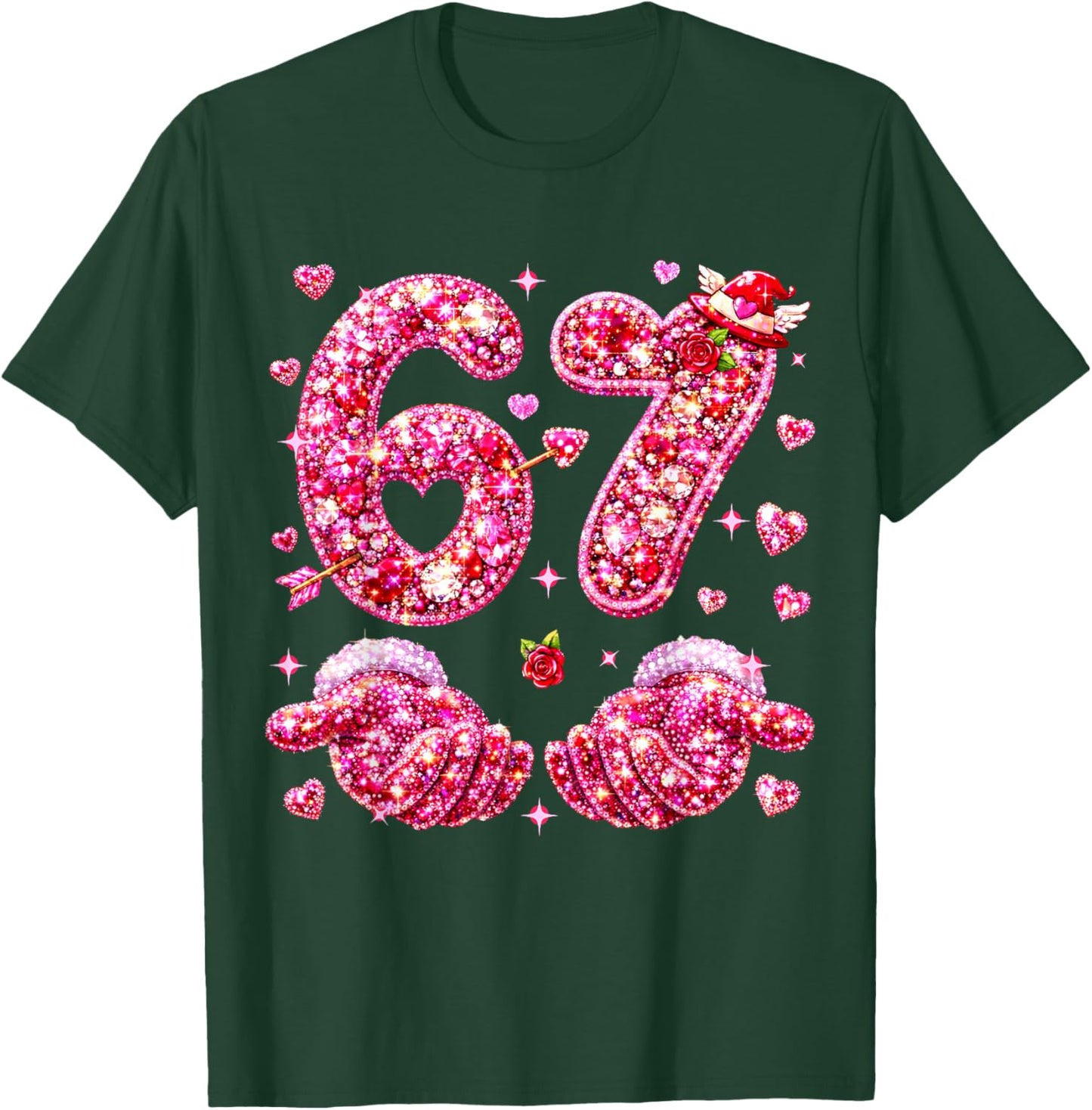 67 Valentine Six Seven Meme Hearts 6 7 Women Kid Valentines T-Shirt - T-Shirt | Forest