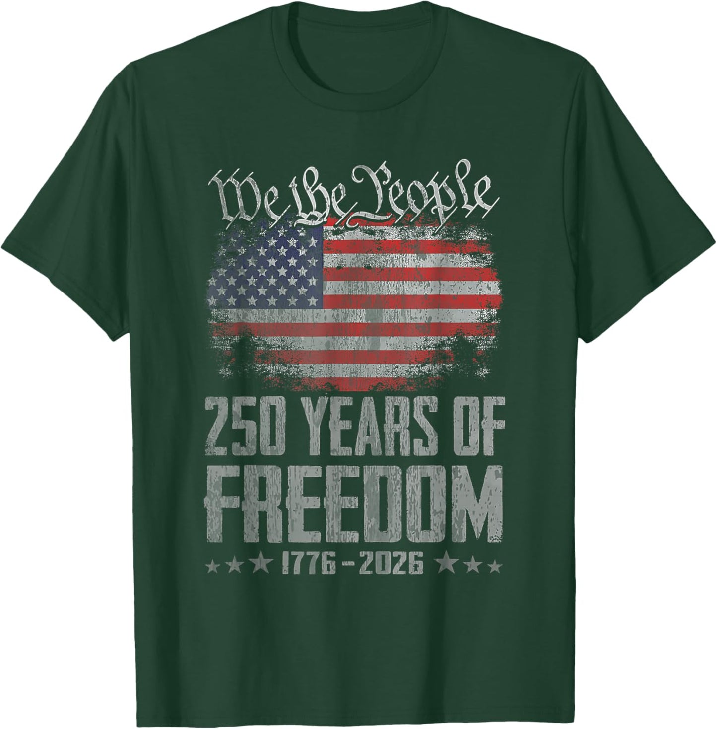250 Years 1776 2026 250th Vintage American Flag 4th of July T-Shirt - T-Shirt | Forest