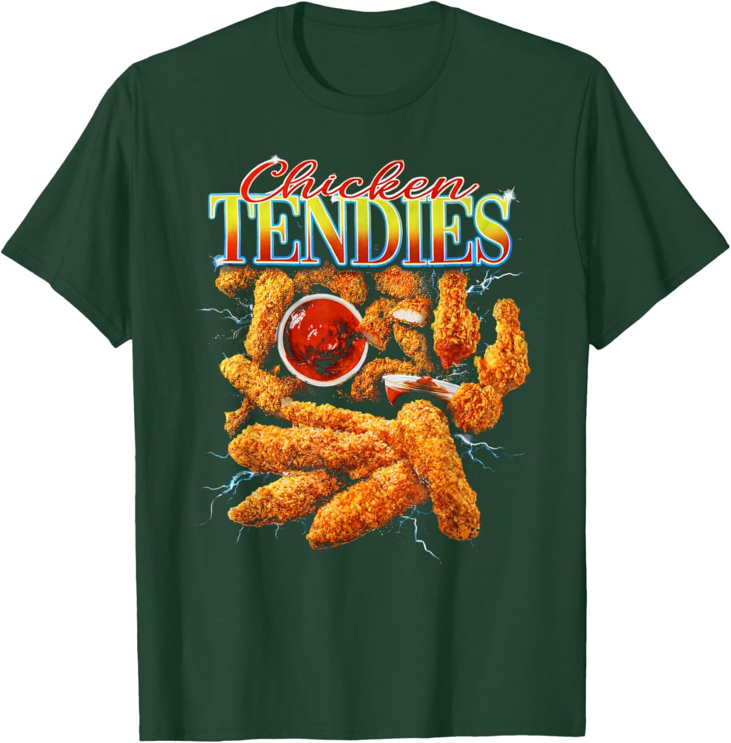 Vintage Chicken Tendies Bootleg Rap Retro 90s Junk Food T-Shirt - T-Shirt | Forest