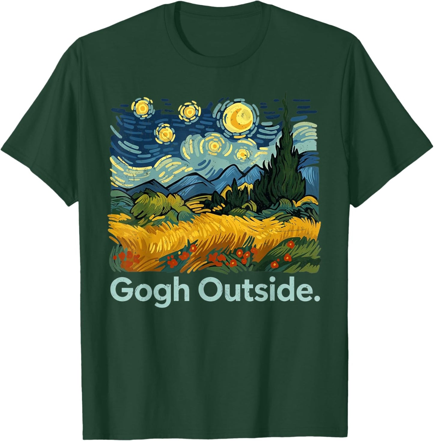 Gogh Outside Starry Night Nature Lover Funny Artist T-Shirt - T-Shirt | Forest