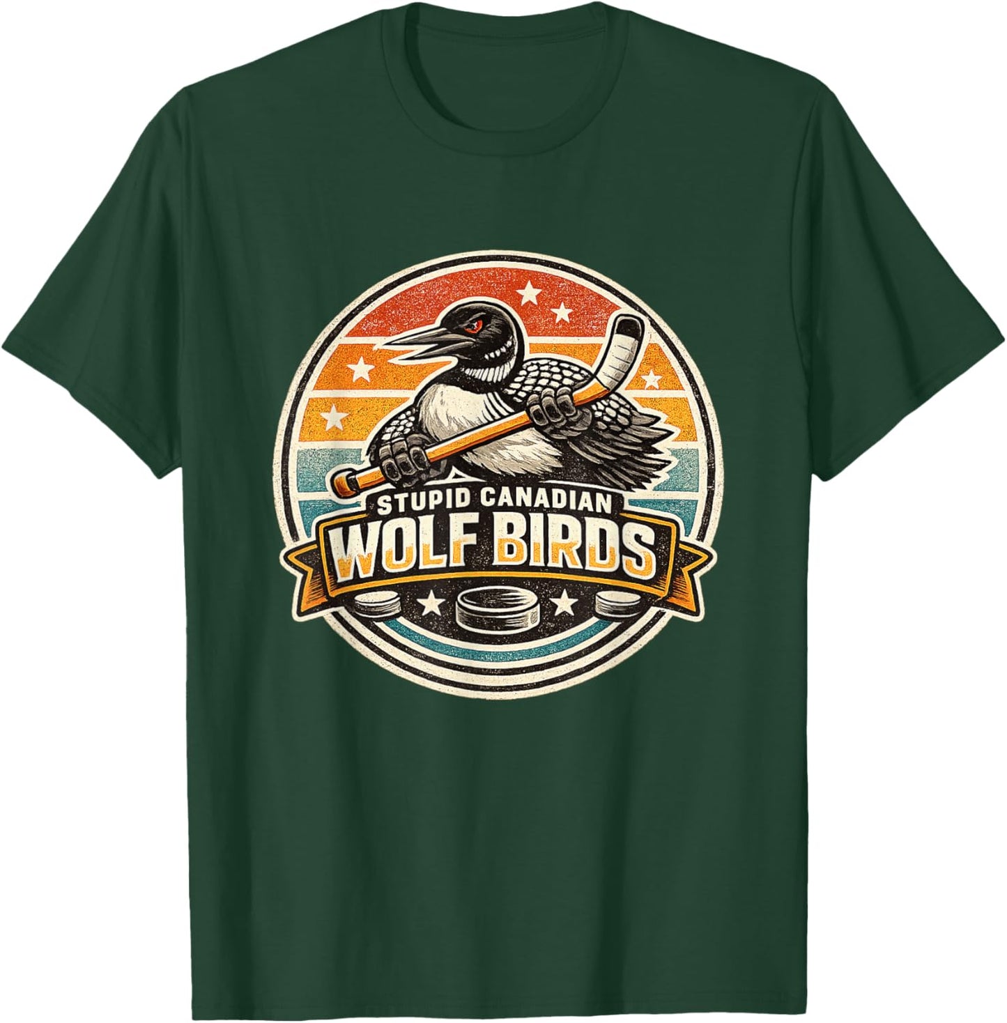 Stupid Canadian Wolf Bird Heated Hookey Loon Meme Vintage T-Shirt - T-Shirt | Forest