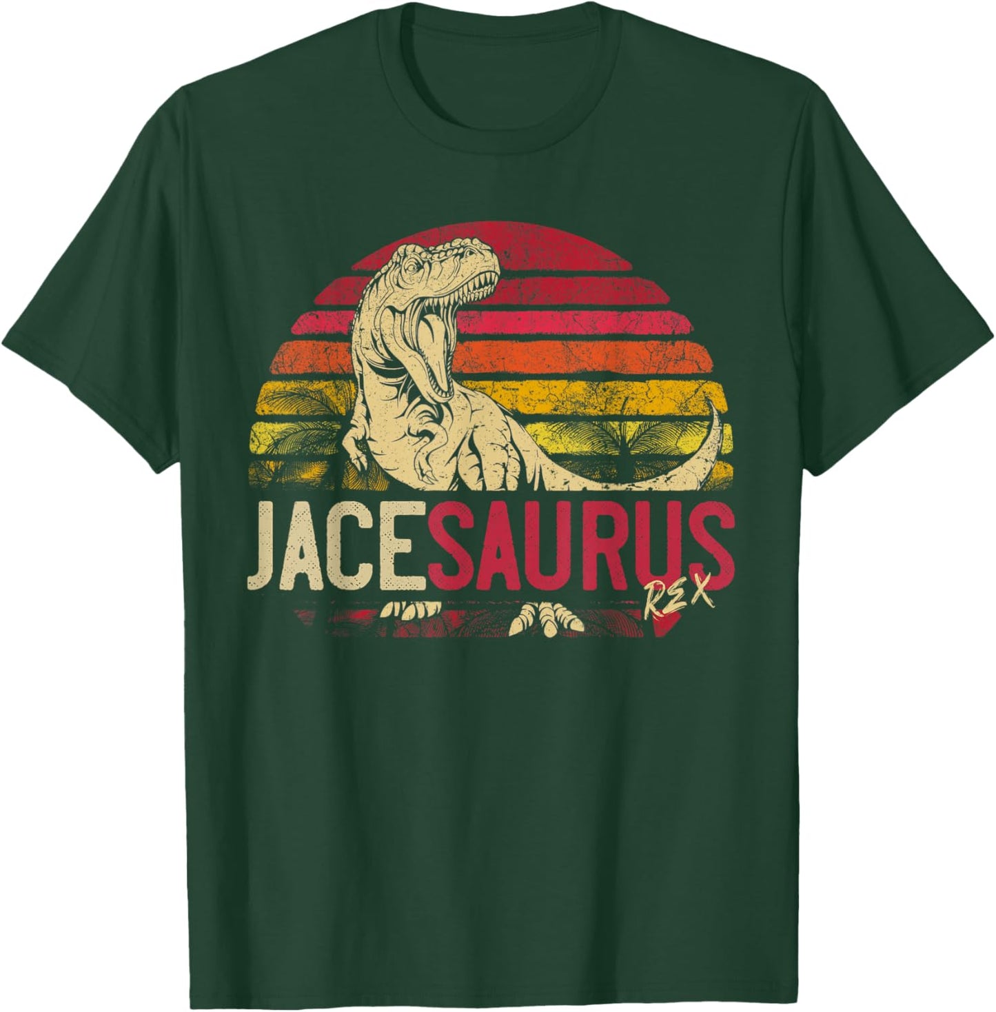 Jace Saurus Funny Personalized Dinosaur T Rex Name T-Shirt - T-Shirt | Forest