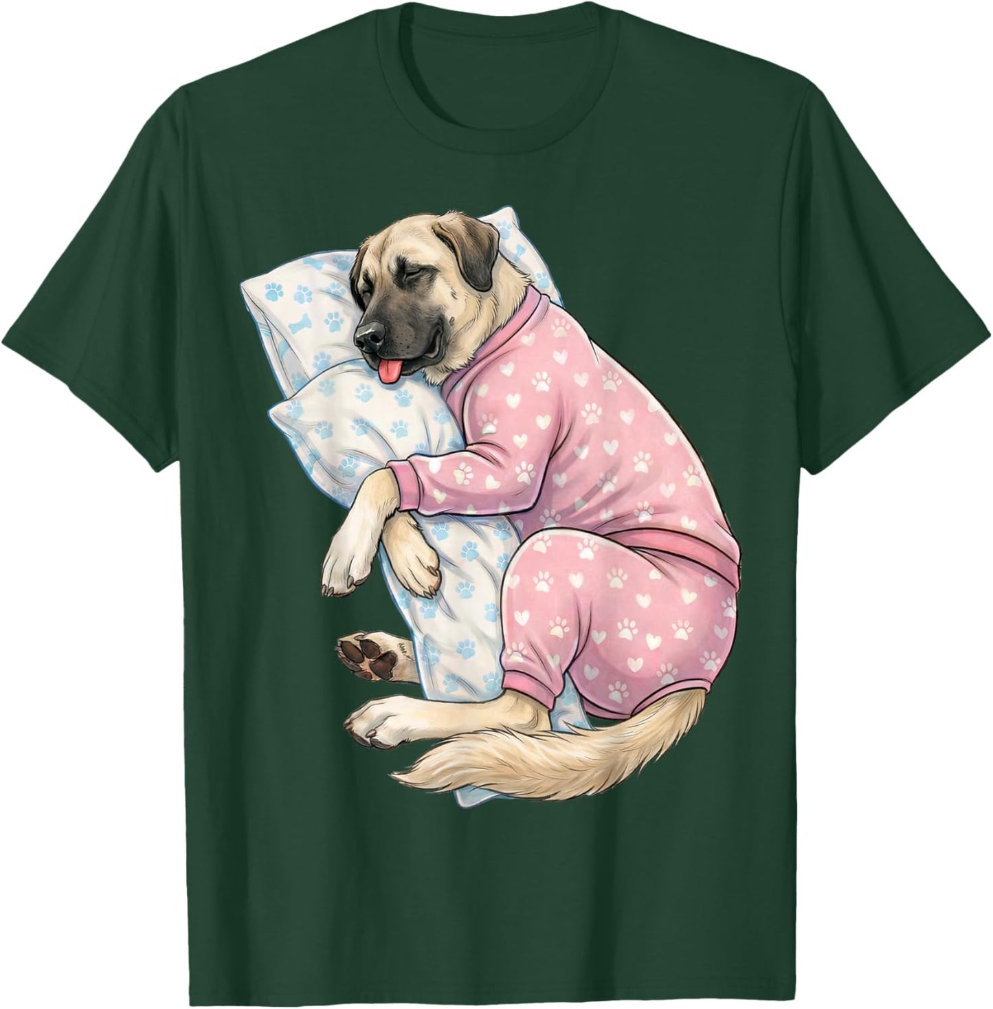 Cute Anatolian Shepherd Dog Sleeping in Pajamas Bedtime Art T-Shirt - T-Shirt | Forest