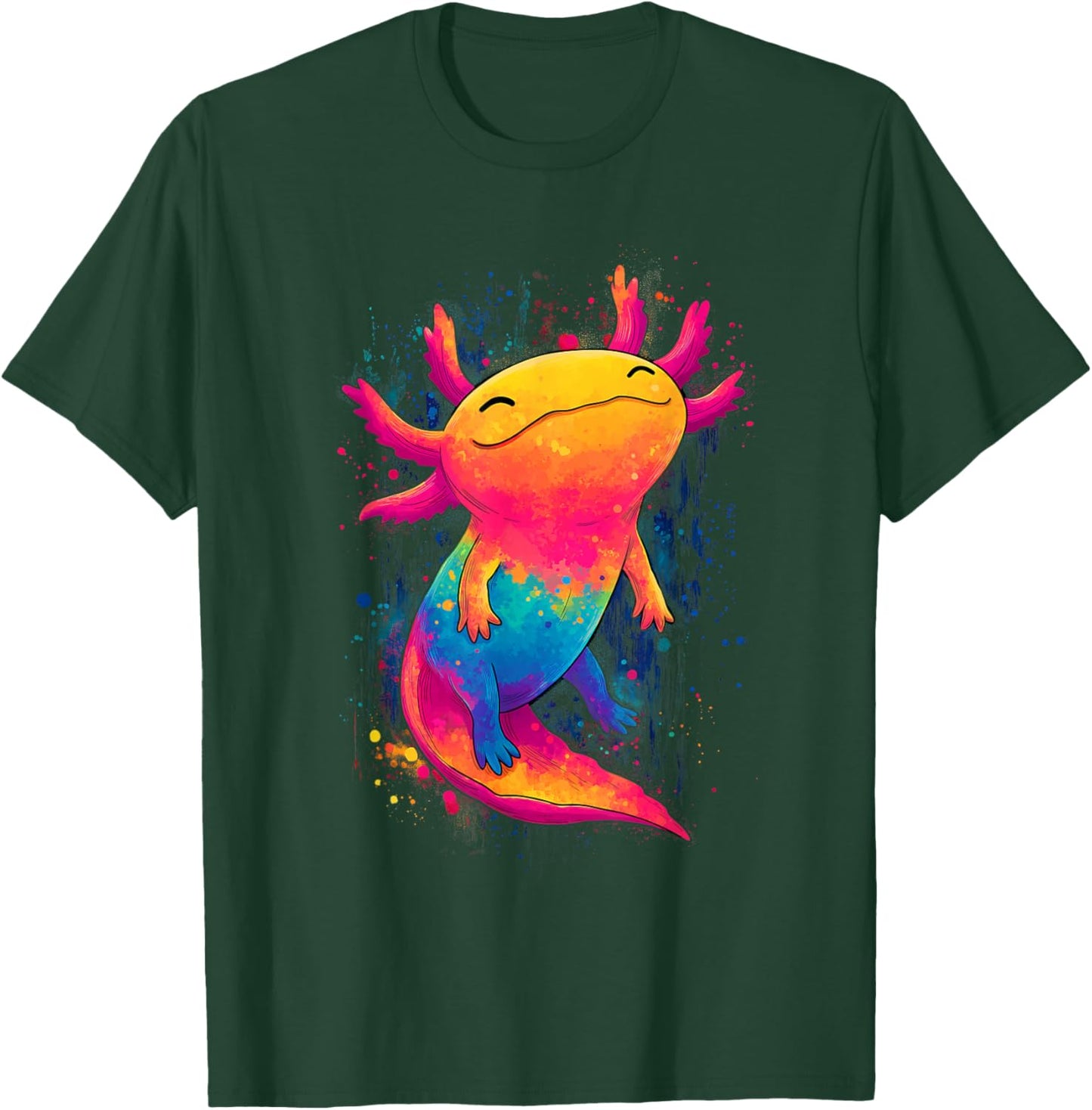 Colorful Rainbow Axolotl Cute Kawaii Style T-Shirt - T-Shirt | Forest