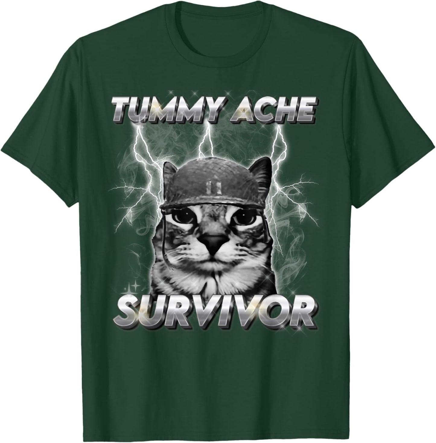 Funny Cat Meme I Survived Today's Tummy Ache T-Shirt - T-Shirt | Forest