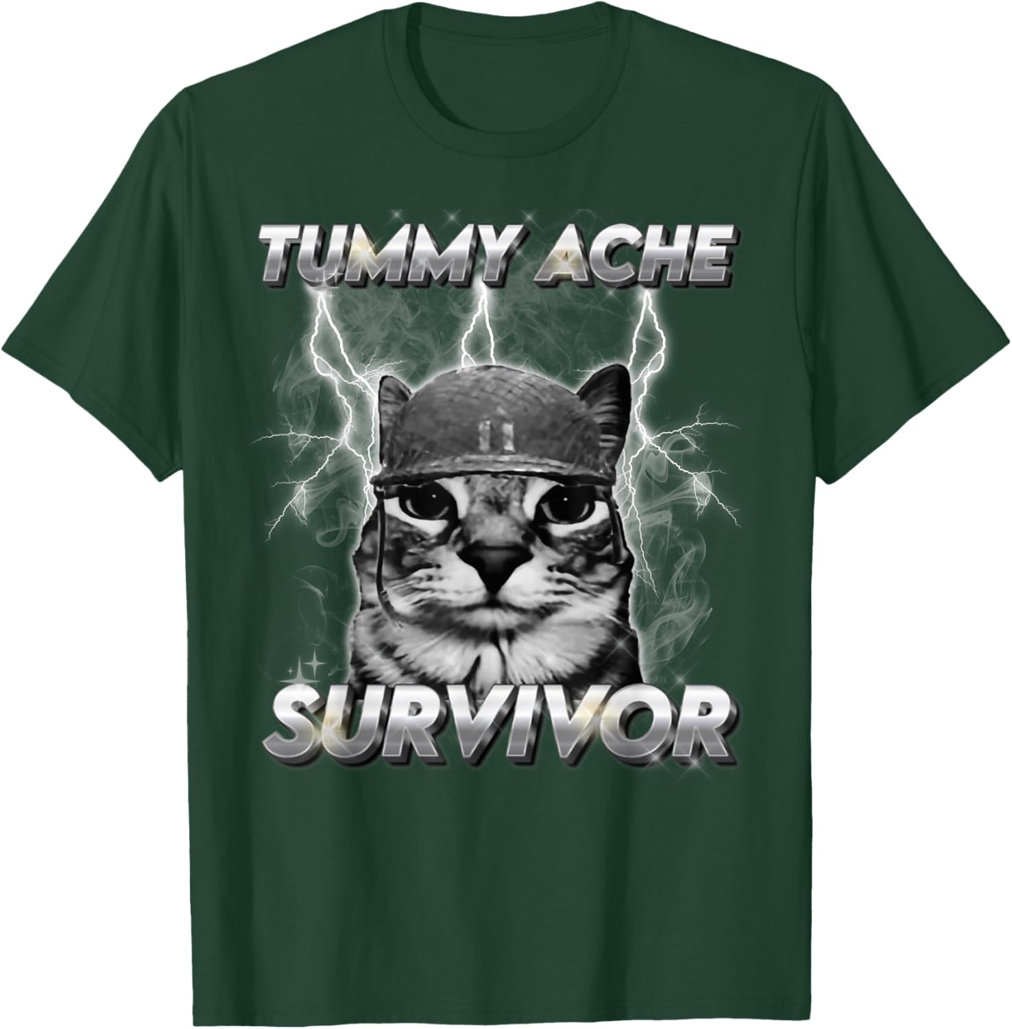 Funny Cat Meme I Survived Today's Tummy Ache T-Shirt - T-Shirt | Forest