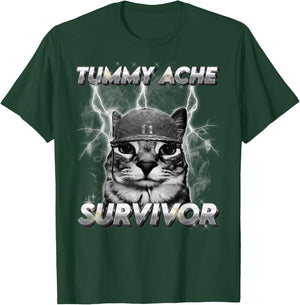 Funny Cat Meme I Survived Today's Tummy Ache T-Shirt - T-Shirt | Forest