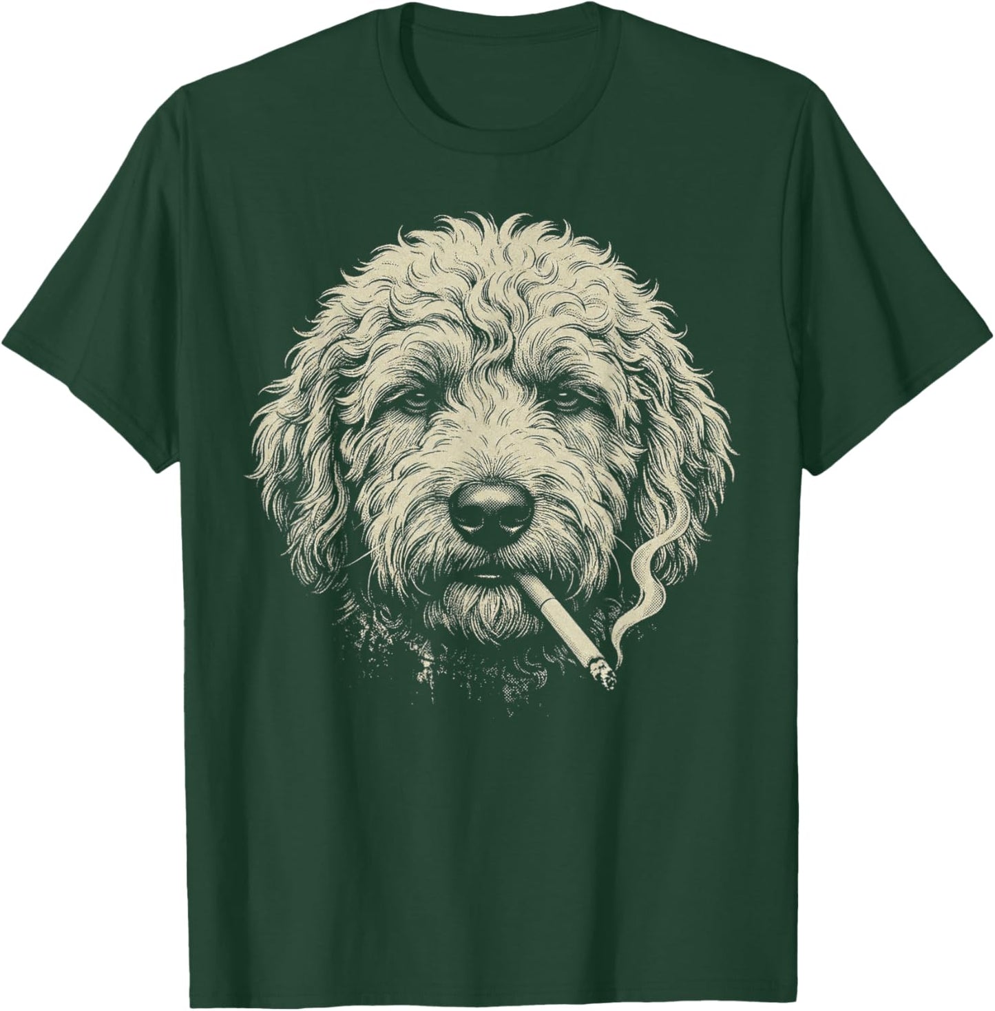 Funny Golden Doodle Smoking Cigarette Meme Vintage Graphic T-Shirt - T-Shirt | Forest