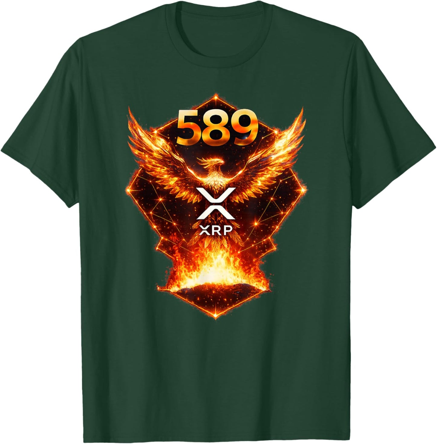XRP 589 Phoenix Rising Cryptocurrency HODL Moon T-Shirt - T-Shirt | Forest