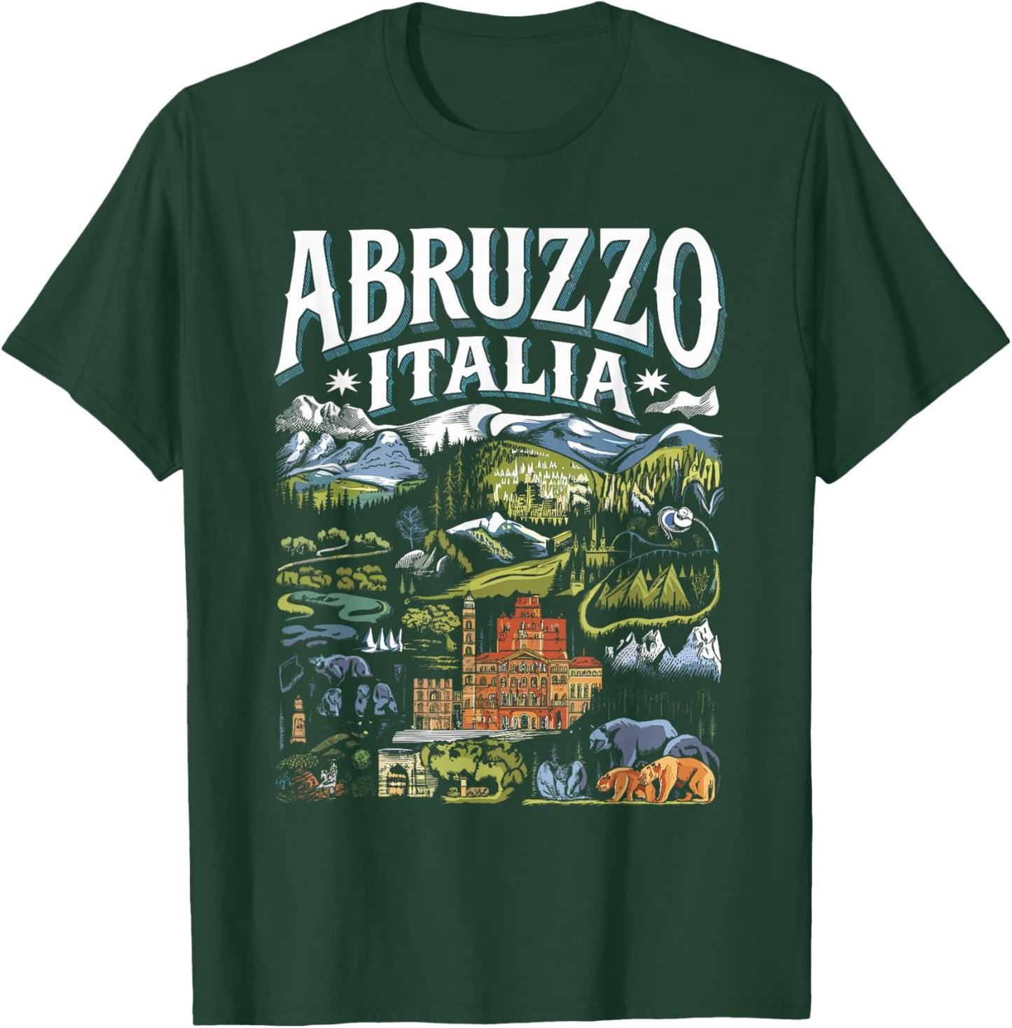 Abruzzo Italia Vintage Flag Design T-Shirt - T-Shirt | Forest