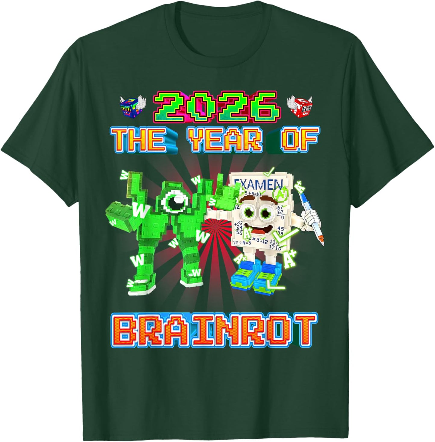 2026 The Year of W and Yess Examen Brainrots Boys Kids Teens T-Shirt - T-Shirt | Forest