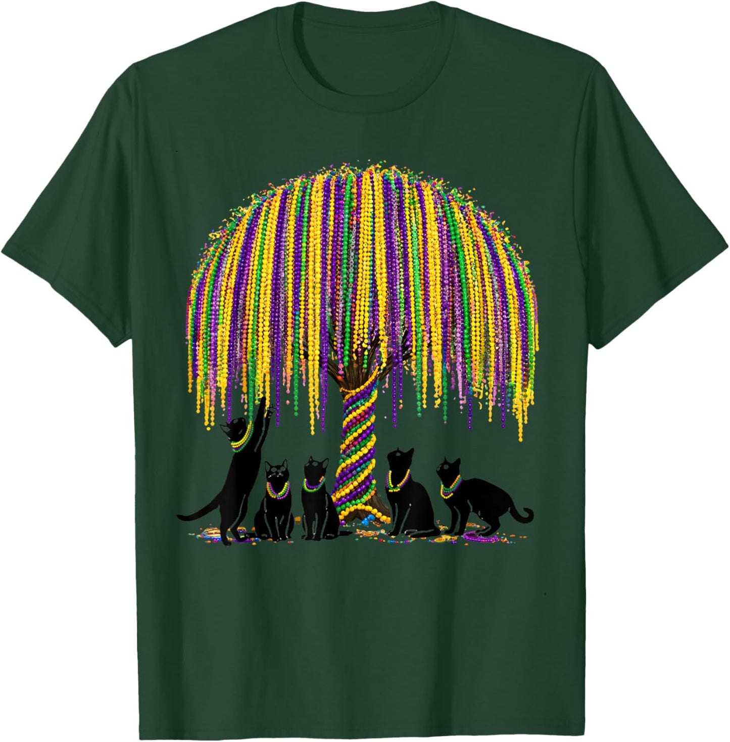 Funny Curious Cats Mardi Gras Outfit Kids Teens T-Shirt - T-Shirt | Forest