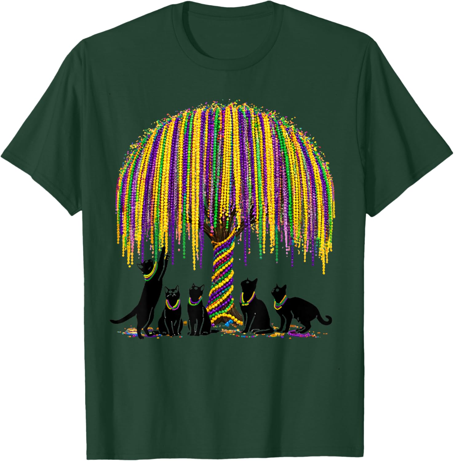 Funny Curious Cats Mardi Gras Outfit Kids Teens T-Shirt - T-Shirt | Forest