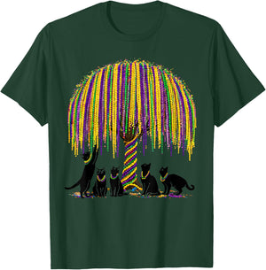 Funny Curious Cats Mardi Gras Outfit Kids Teens T-Shirt - T-Shirt | Forest