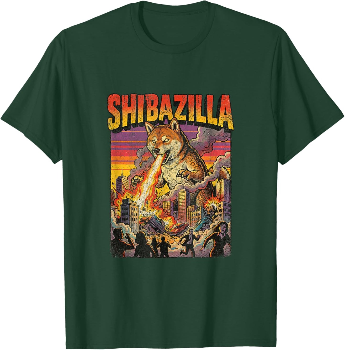 Shibazilla Giant Shiba Inu Monster Movie Dog Parody T-Shirt - T-Shirt | Forest