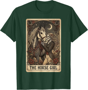 The Horse Girl Tarot Card Gothic Vintage Equestrian Art T-Shirt - T-Shirt | Forest