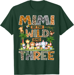 Mimi of The Wild & Three 3rd Birthday Boy Safari Jungle T-Shirt - T-Shirt | Forest