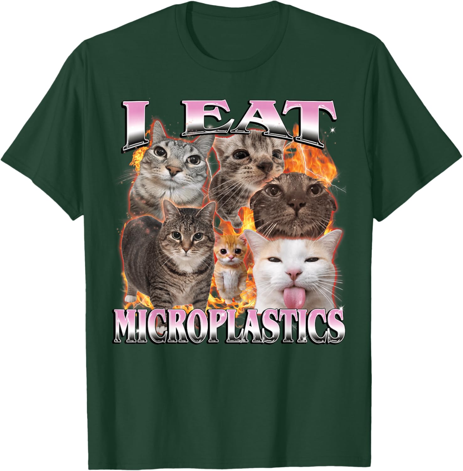 I Eat Microplastics Funny Cat Meme Bootleg Women T-Shirt - T-Shirt | Forest