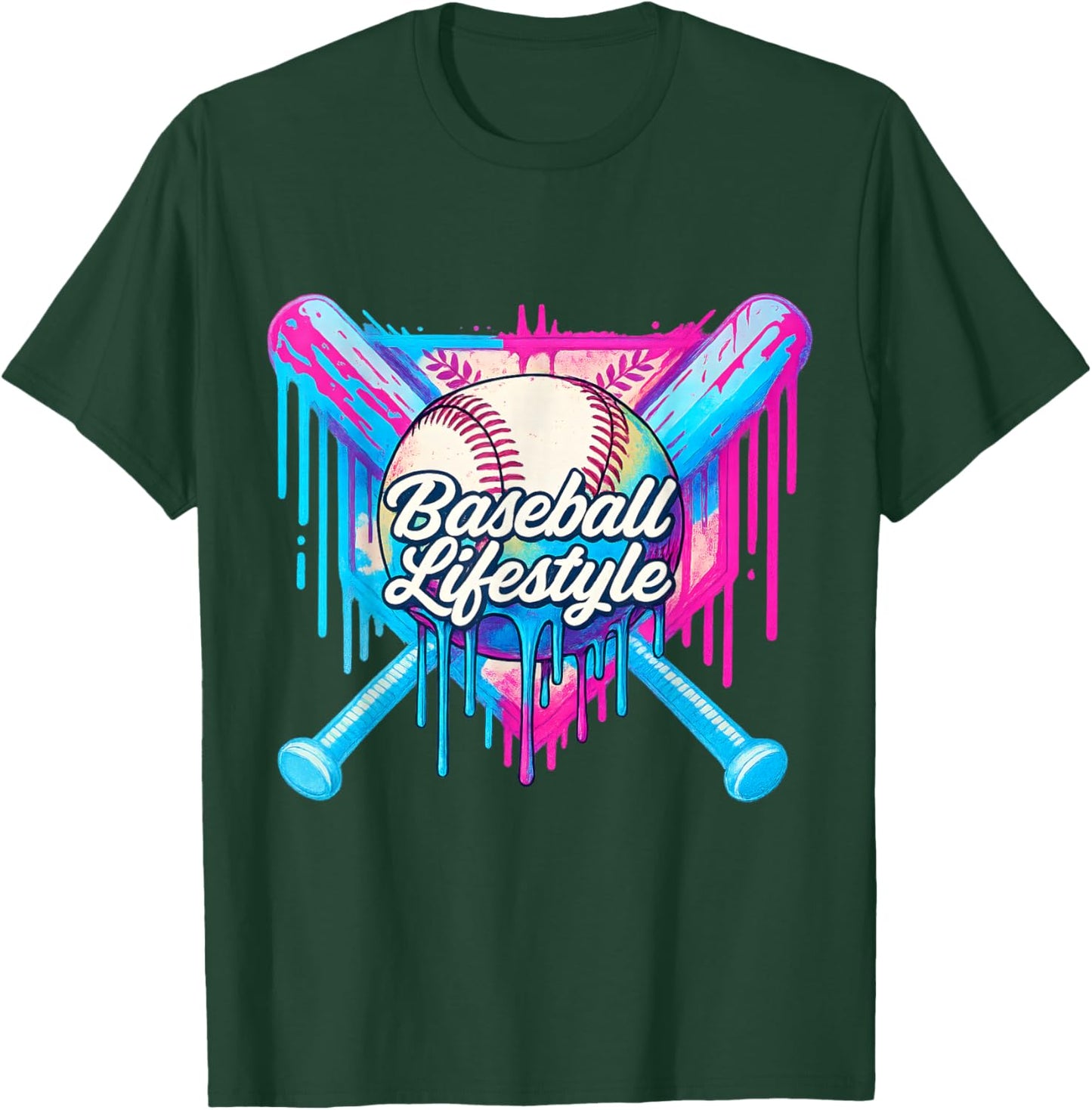 Baseball Life Style 101 Apparel Youth Drip Baseball T-Shirt - T-Shirt | Forest