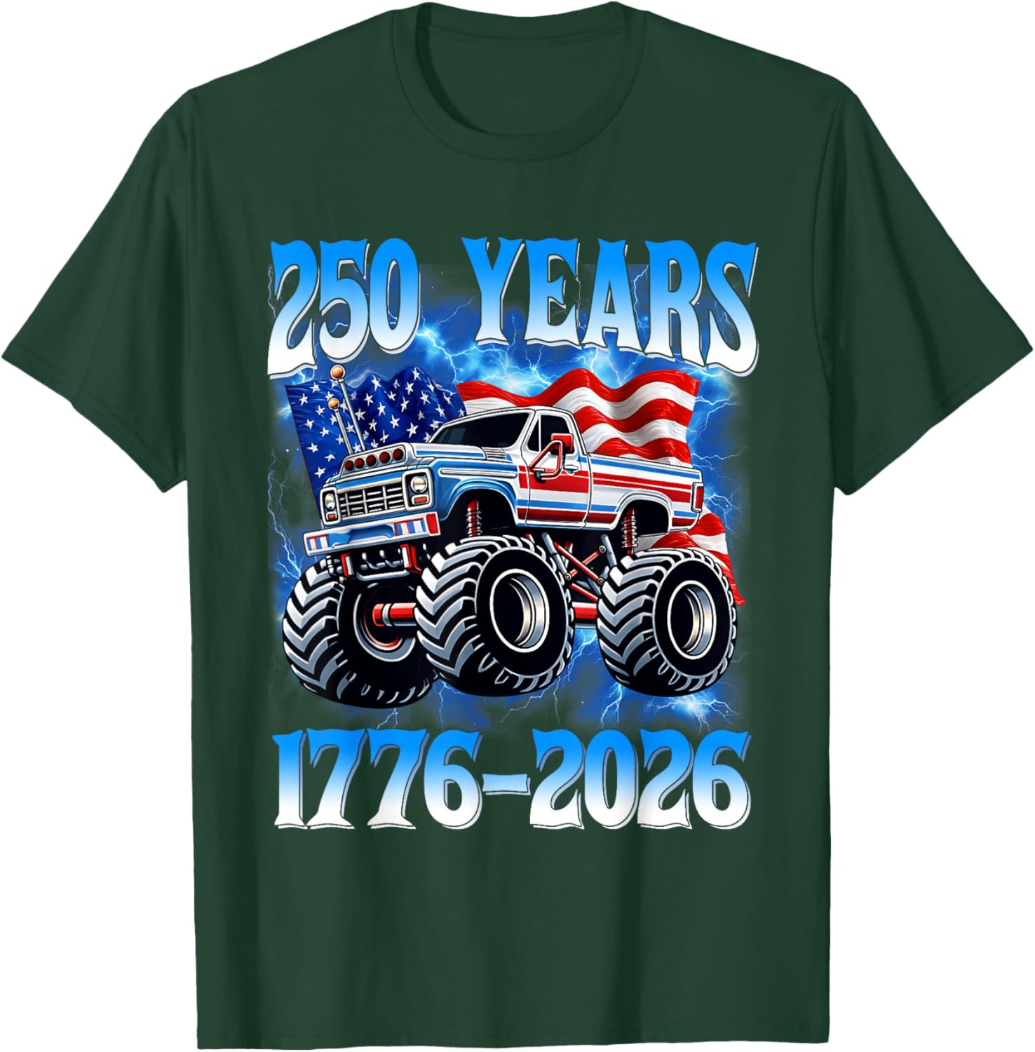250 Years American 1776 2026 250th Toddler Boys 4th of July T-Shirt - T-Shirt | Forest